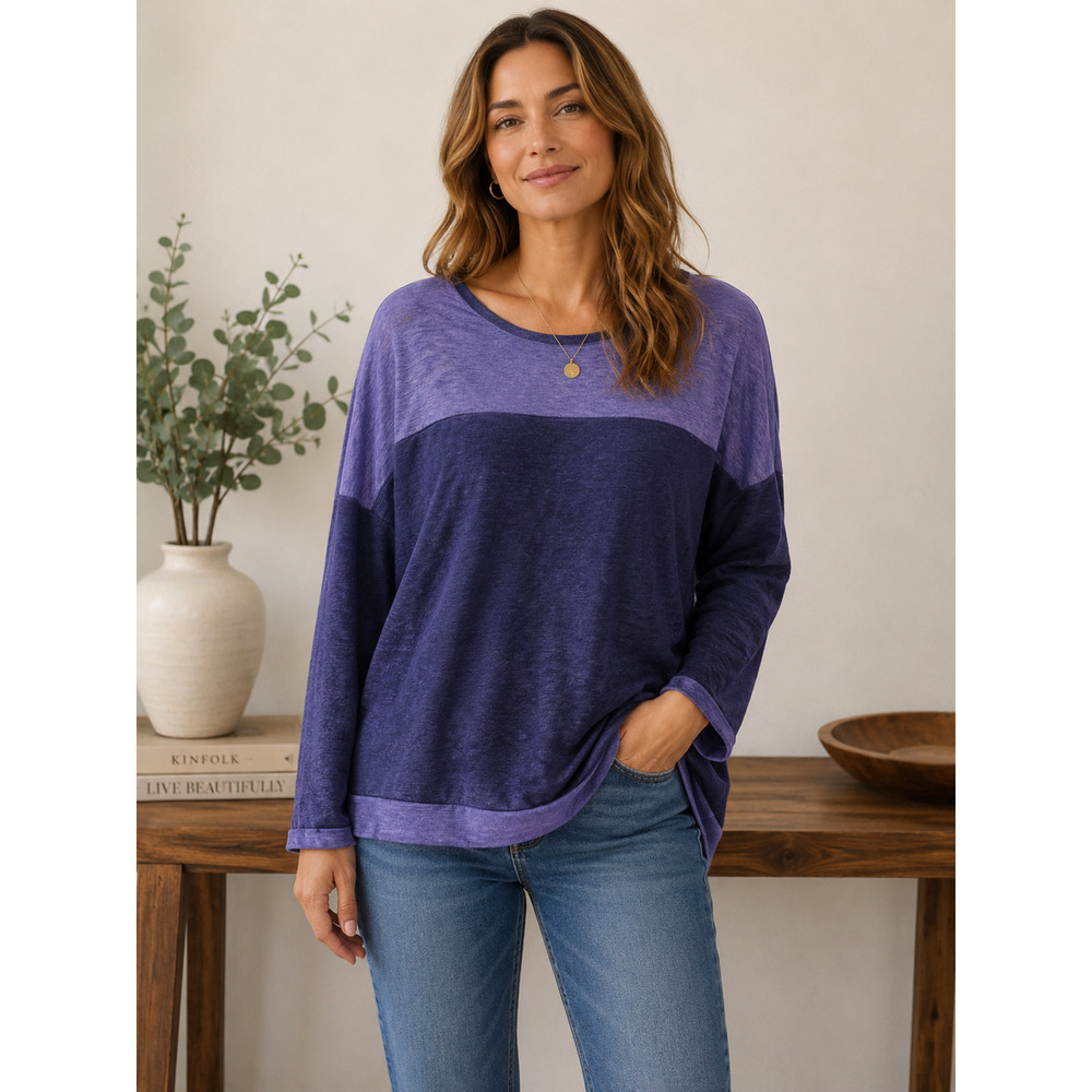 Size 1 - NWT Sundry Women's Blue Purple Long Sleeve Pullover Sweatshirt
